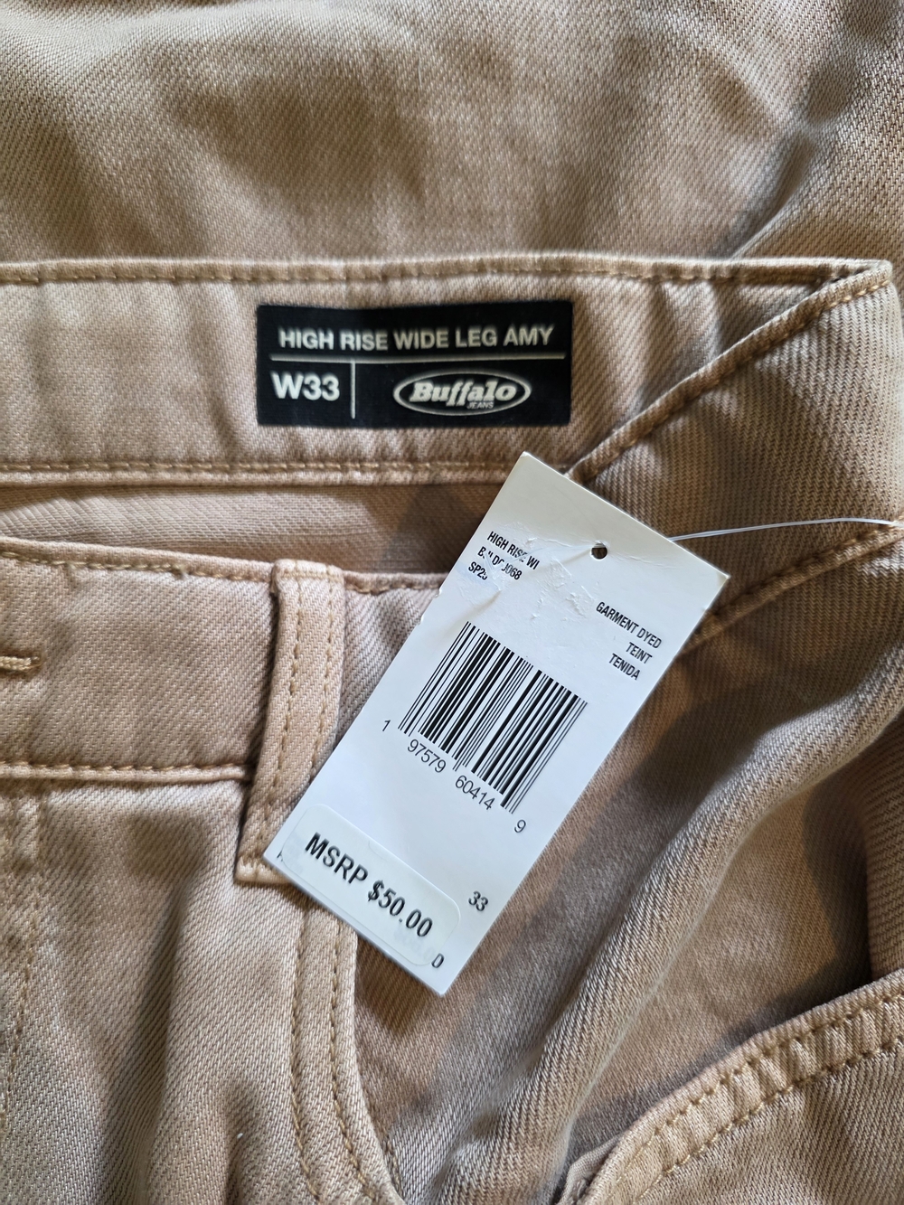 Buffalo David Bitton Tencel Cotton Wide-Leg Jeans in Khaki Tan - Picture 6 of 6